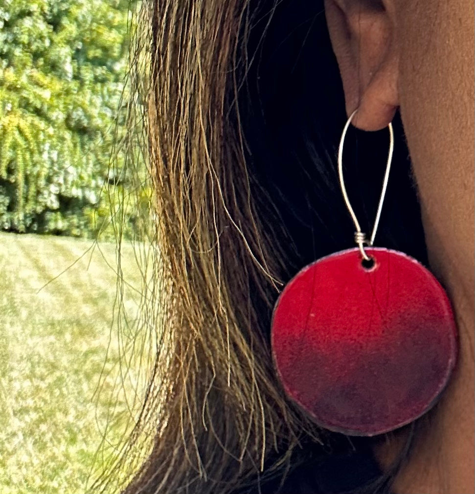 Red Fade Enamel Earrings