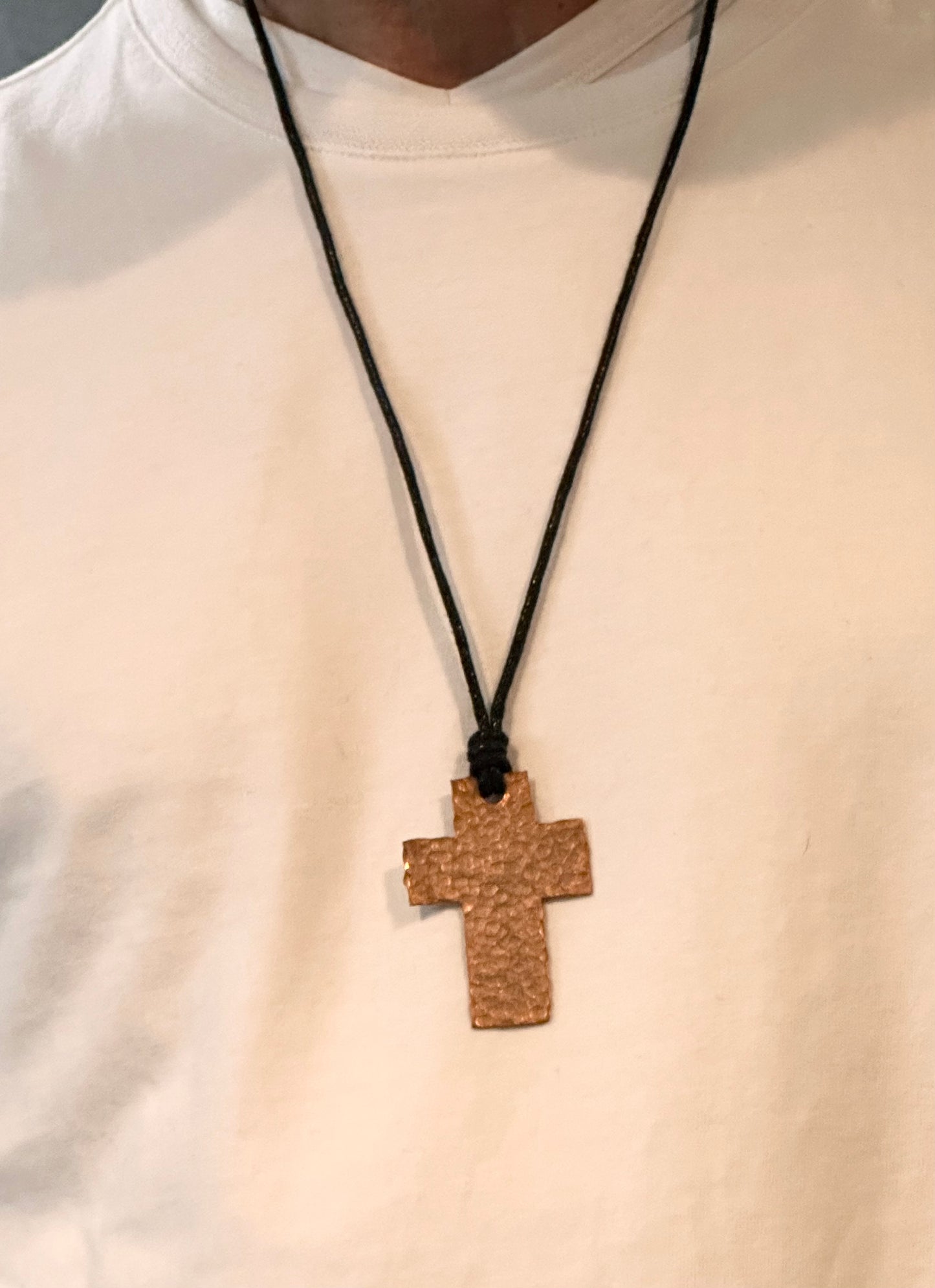 Hammered Copper Cross Necklace