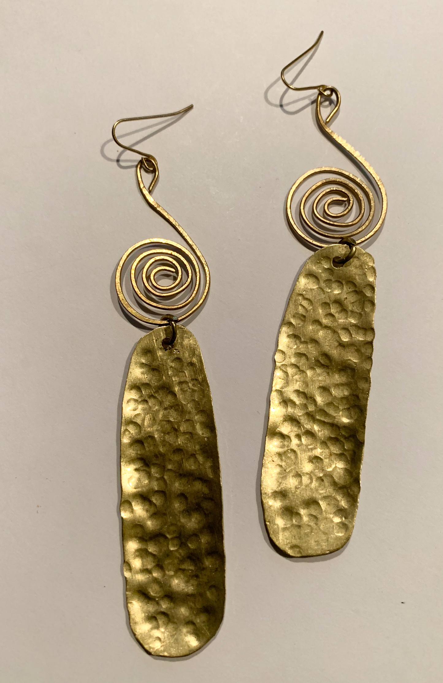 Hammered Brass Drop Earrings