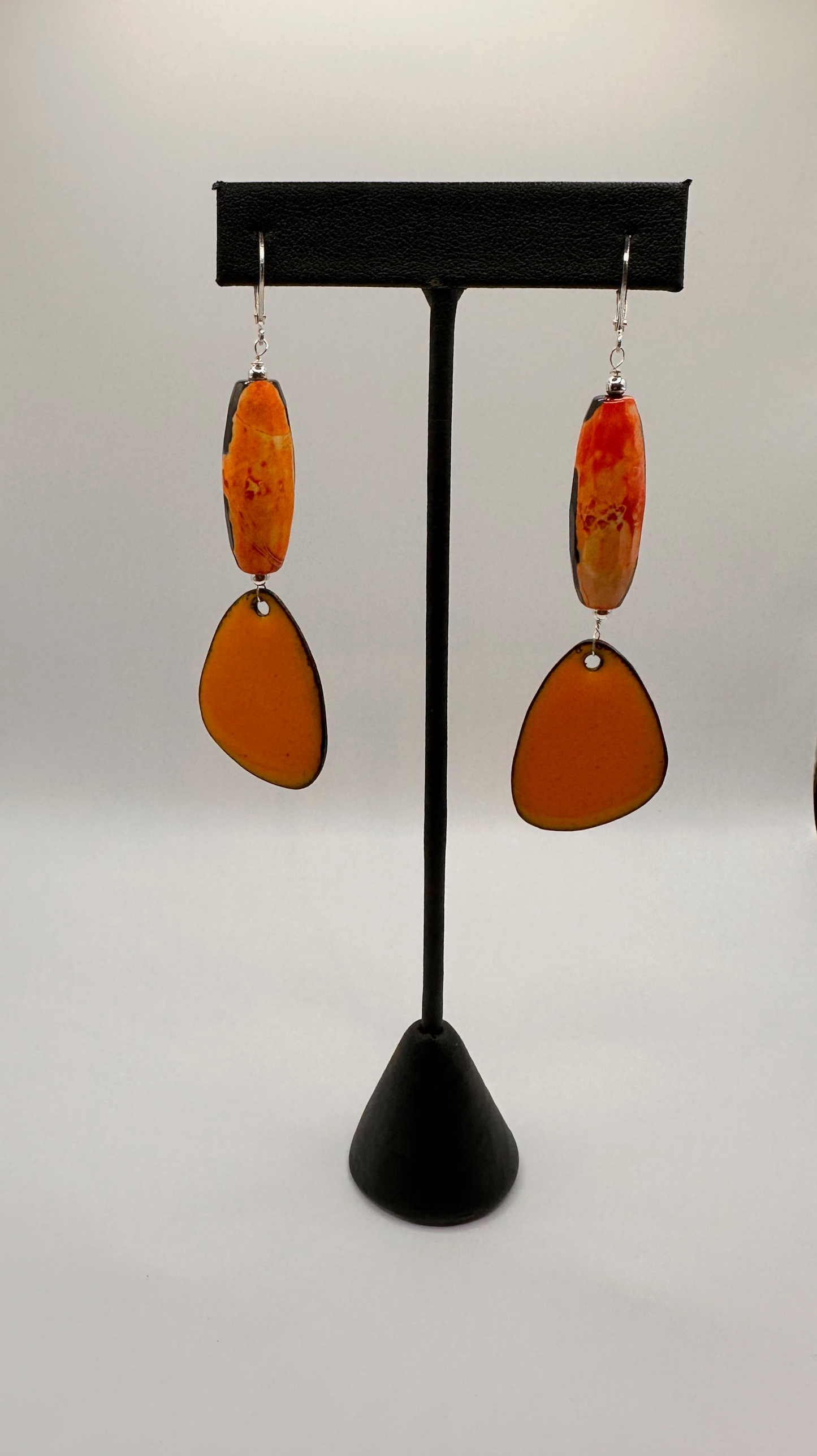 Artisan Enamel Earrings with Sterling Silver Accents