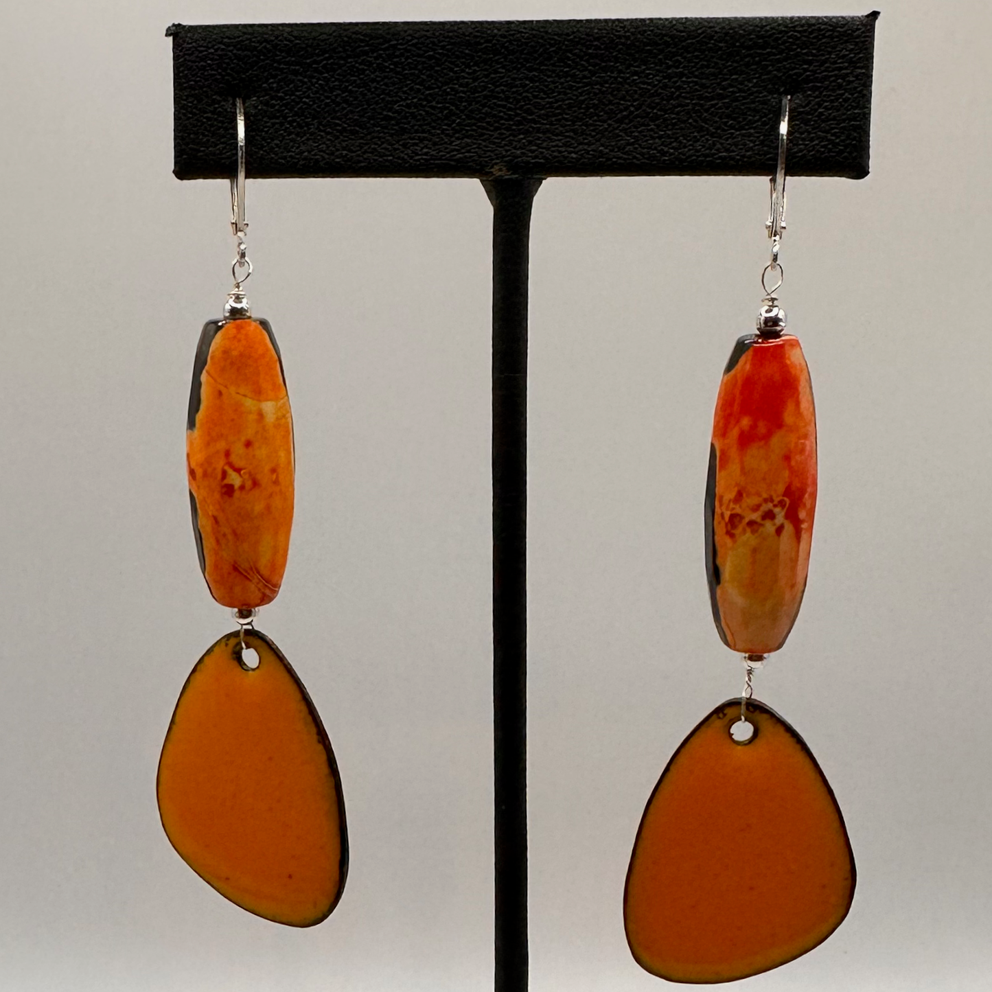 Artisan Enamel Earrings with Sterling Silver Accents