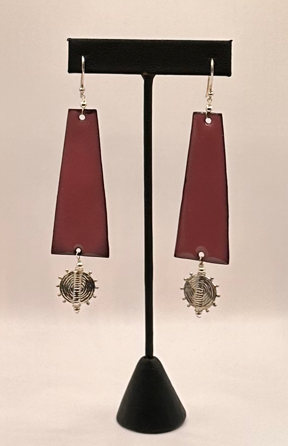 Artisan Enamel Earrings with Sterling Silver Accents