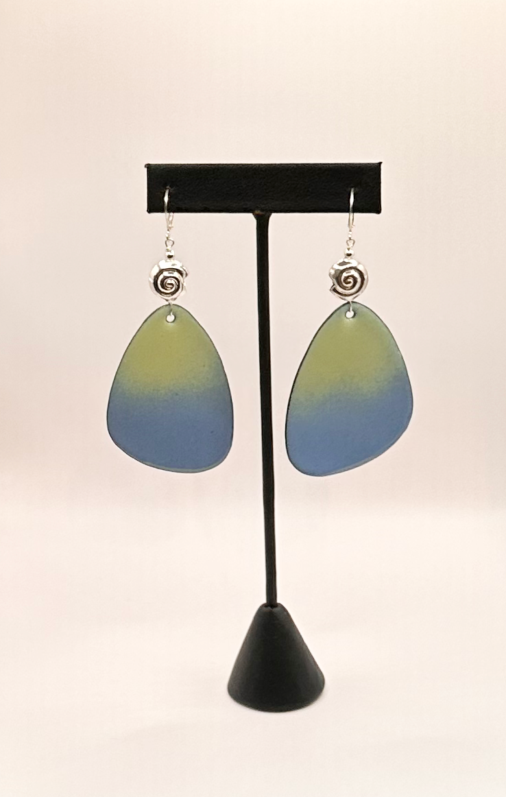 Artisan Enamel Earrings with Sterling Silver Accents