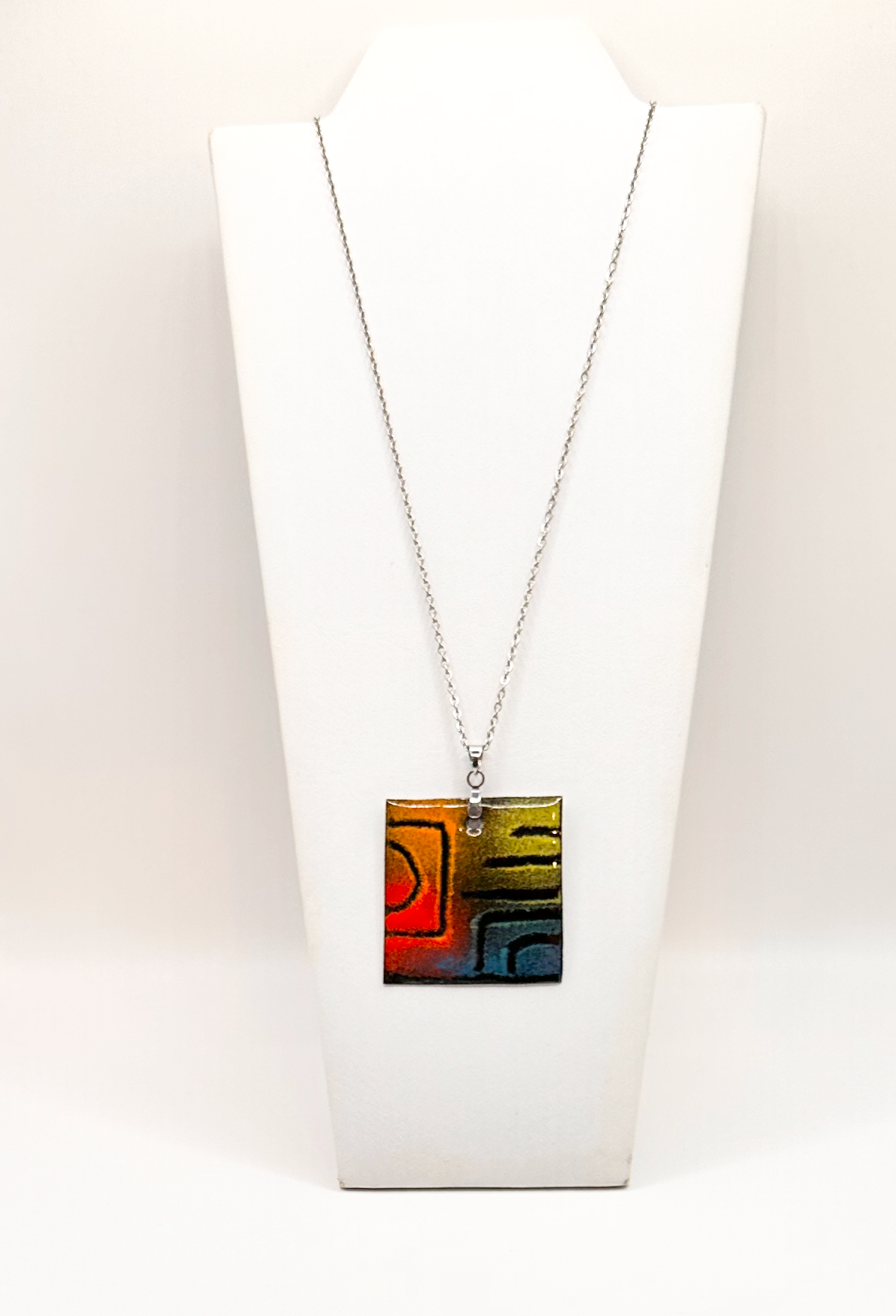 Artisan Enamel Sgraffito Design Statement Necklace