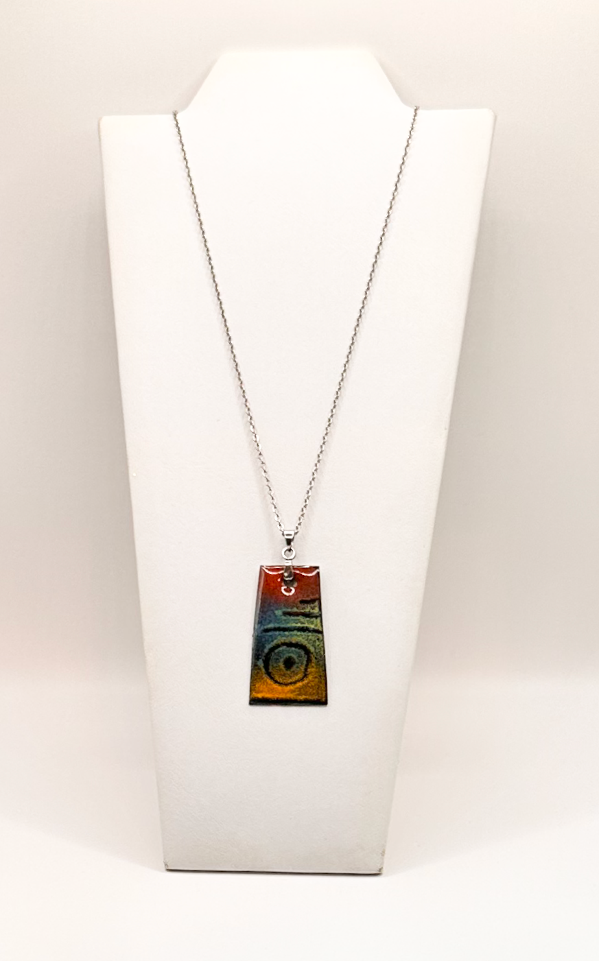 Artisan Enamel Sgraffito Design Statement Necklace
