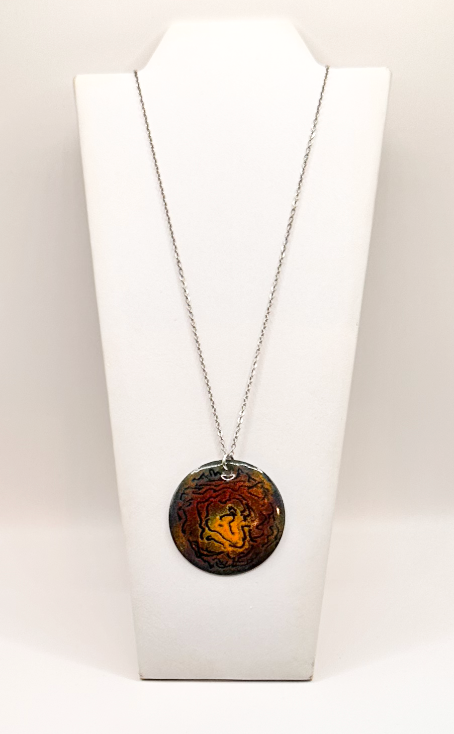 Artisan Enamel Sgraffito Design Statement Necklace