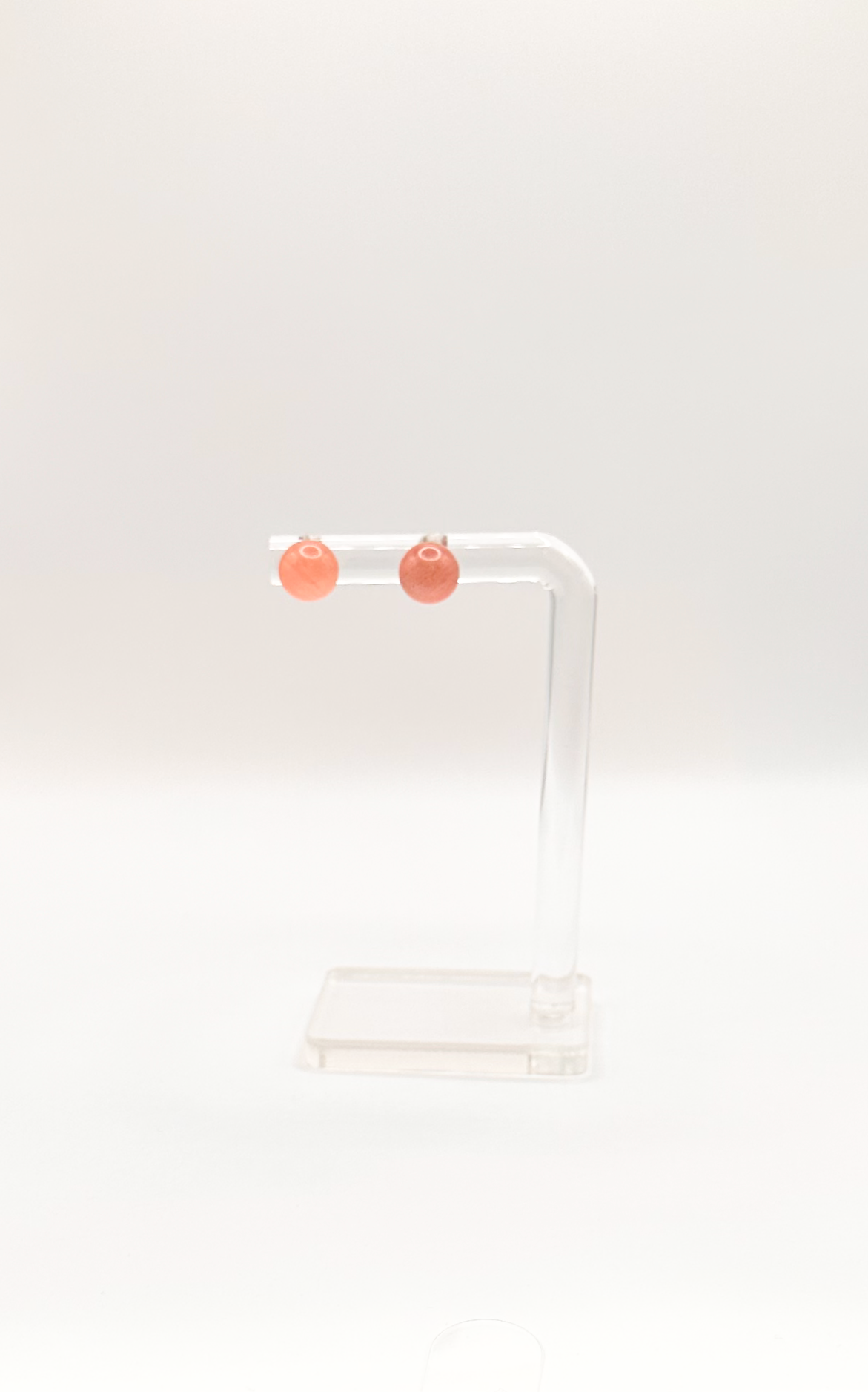 Natural Cherry Rose Quartz Gemstone Bead Post Earrings