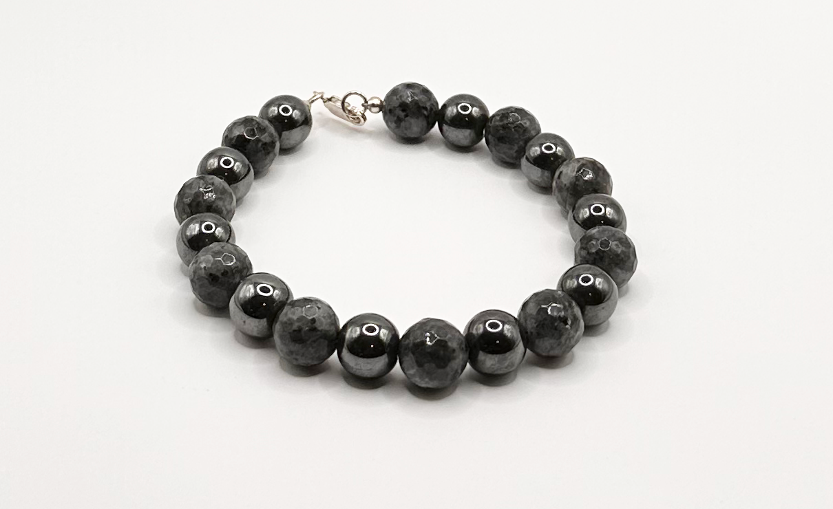 Labradorite with Hematite Bead Bracelet