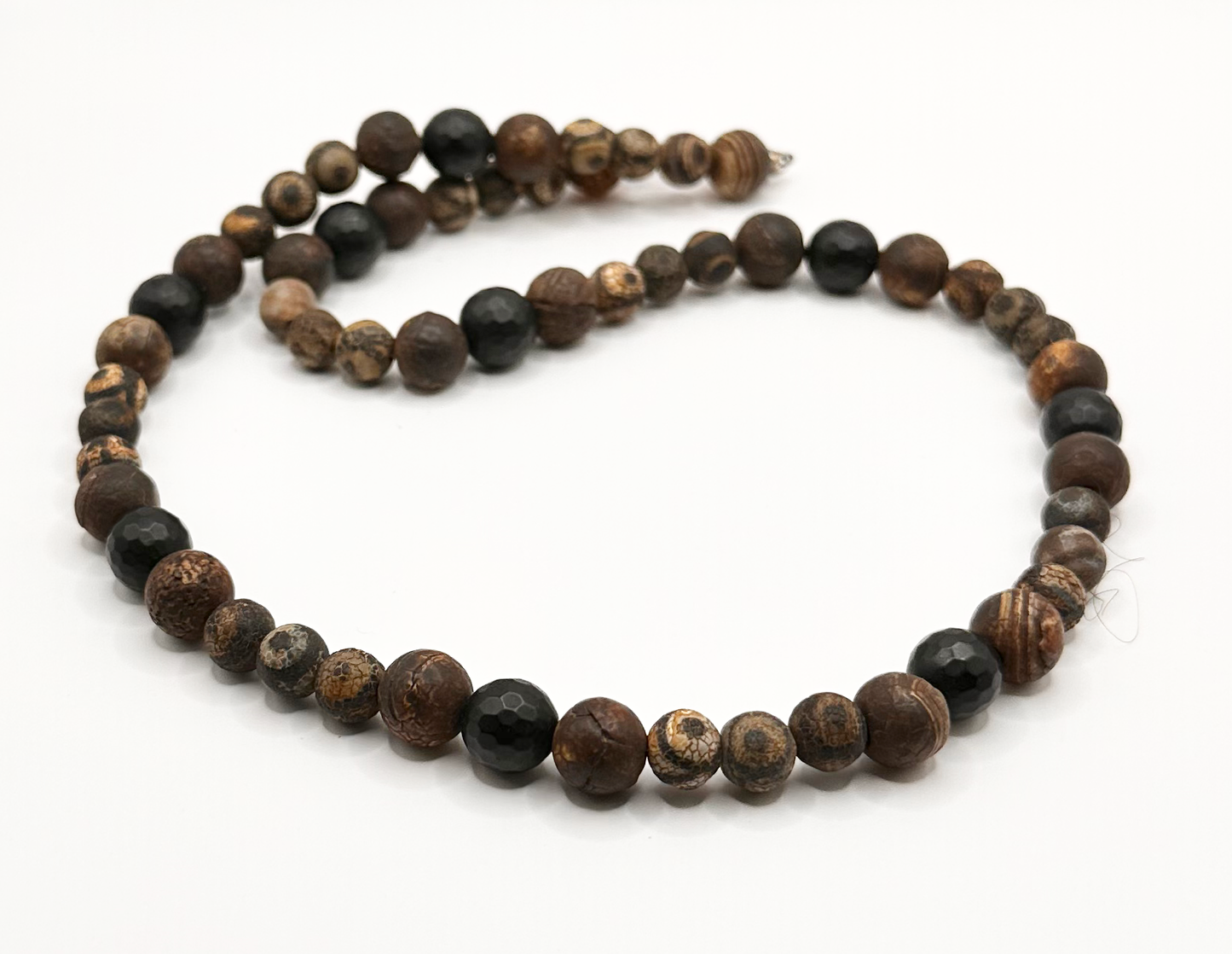 Natural Tiger Skin Sandalwood Bead Necklace