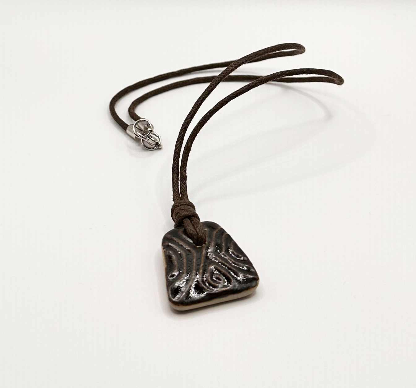 Contemporary Pattern Ceramic Pendant on a Cotton Cord Necklace