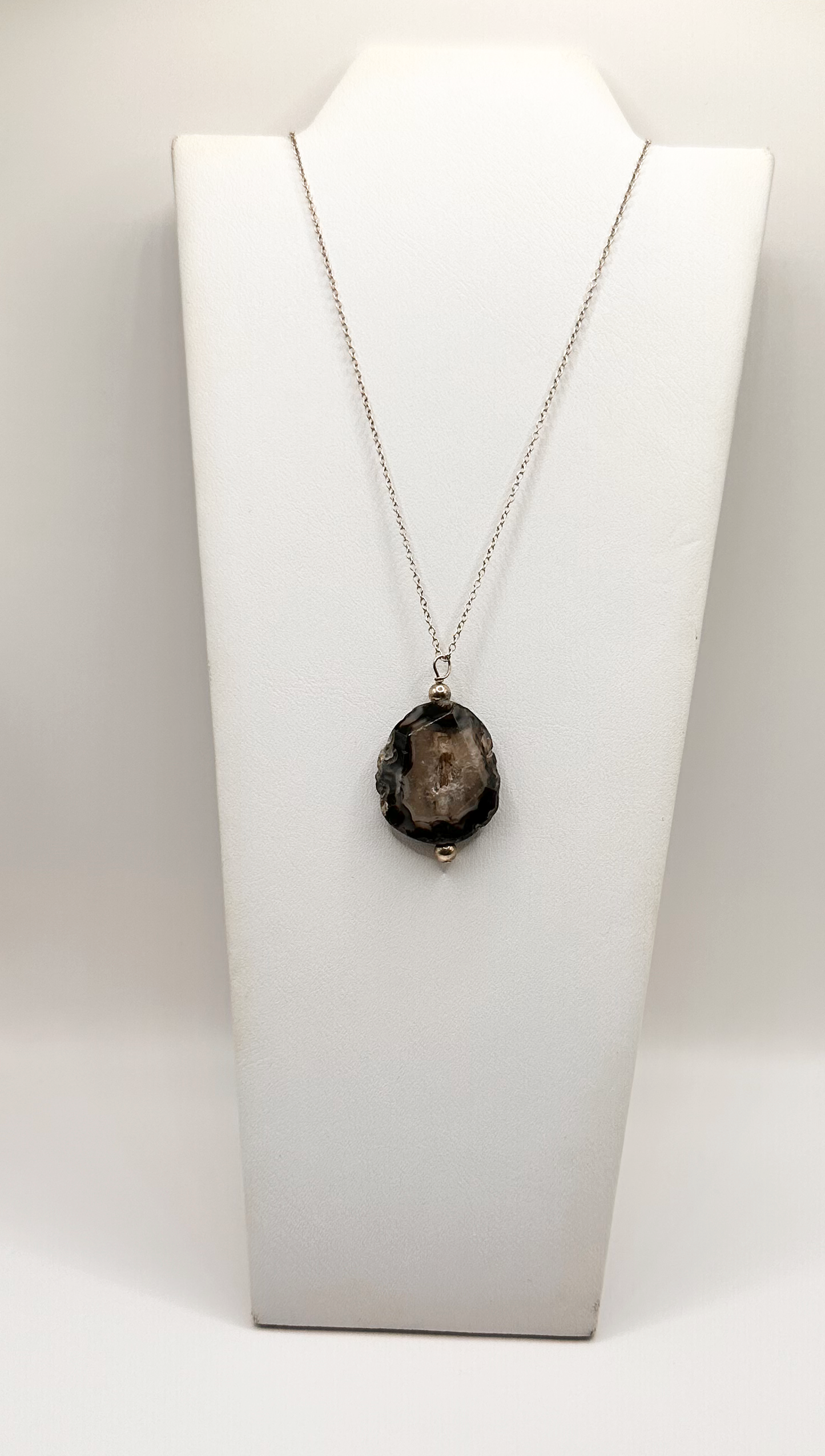 Agate Pendant with Sterling Silver Necklace