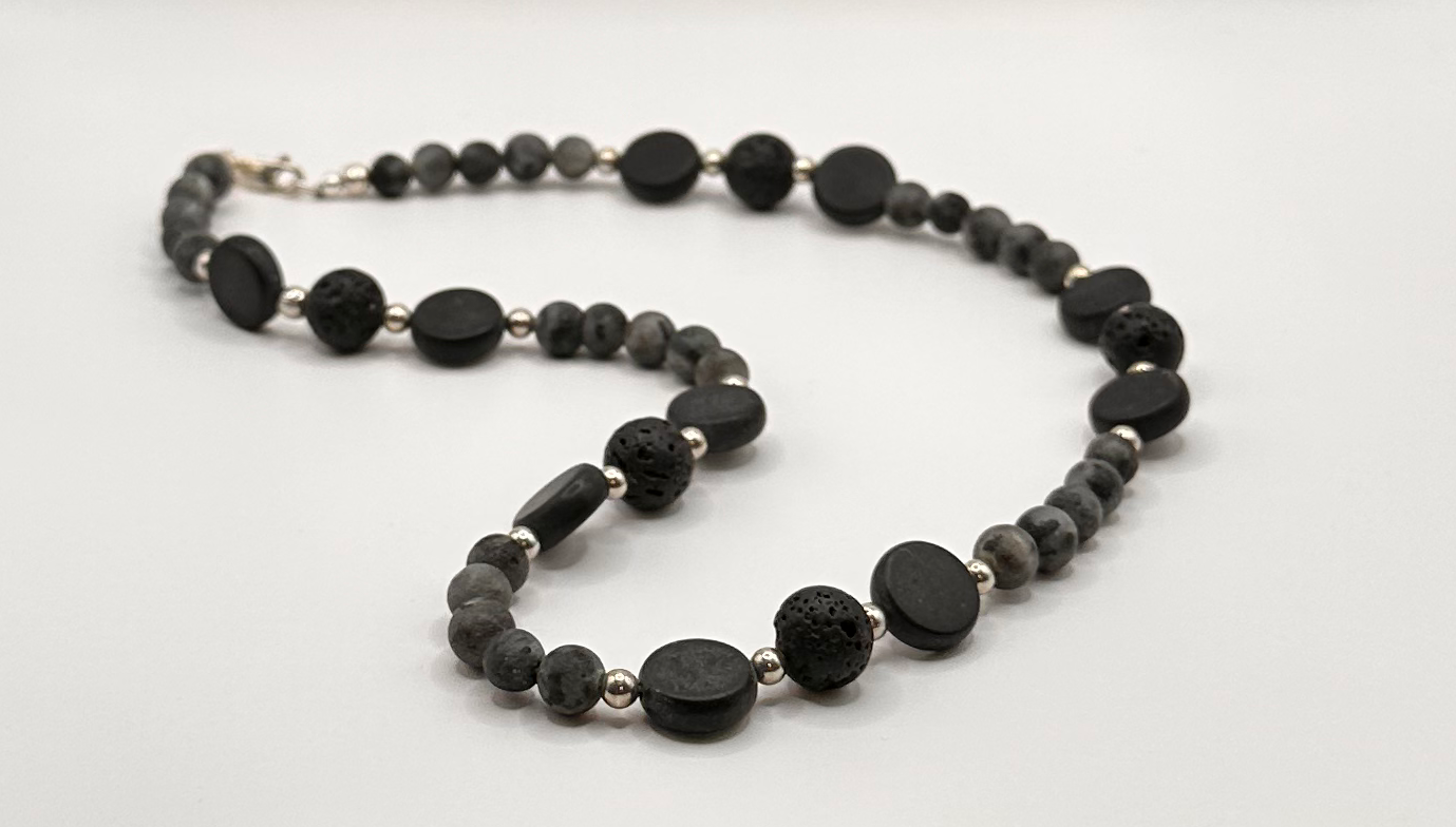 Black Jasper and Slate Bead Necklace