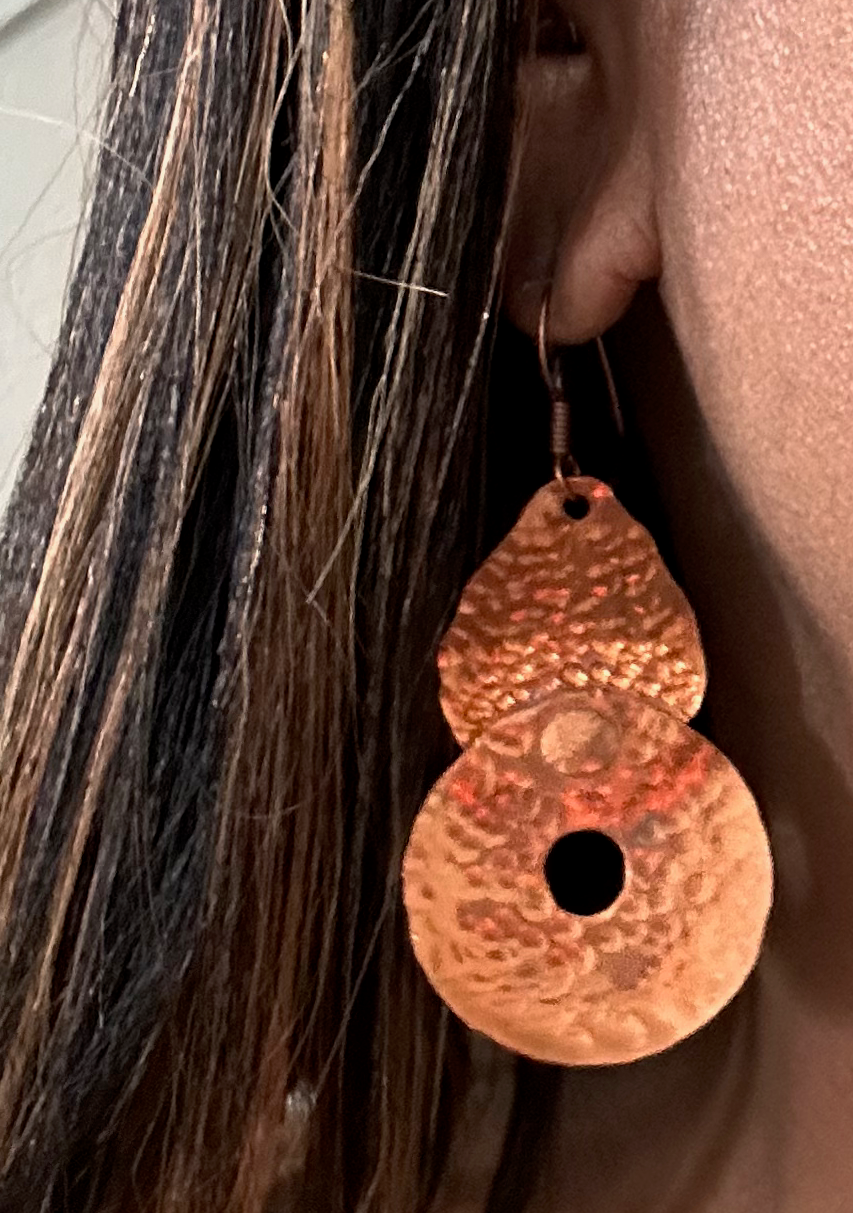 Artisan Crafted Hammered Copper Earrings