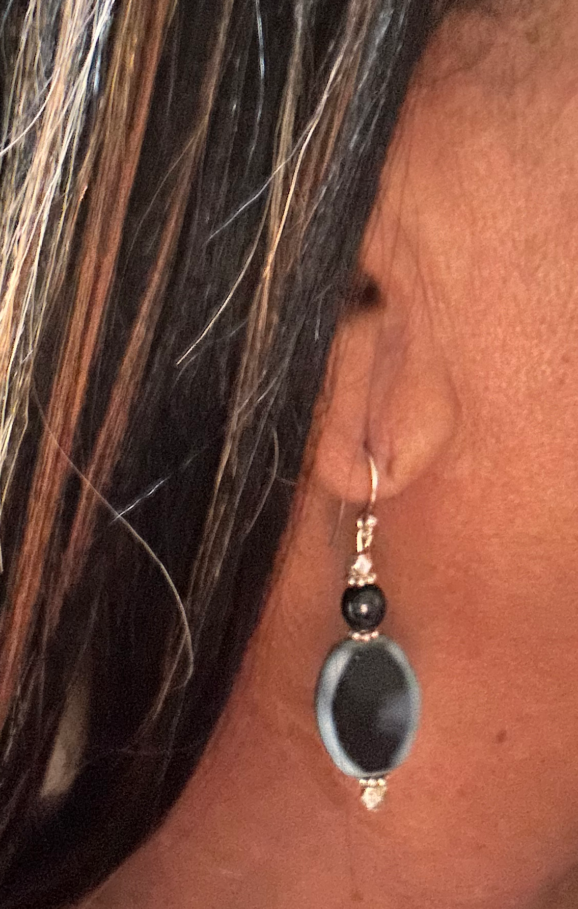 Natural Stormy Blue Santa Maria Aquamarine Bead Earrings