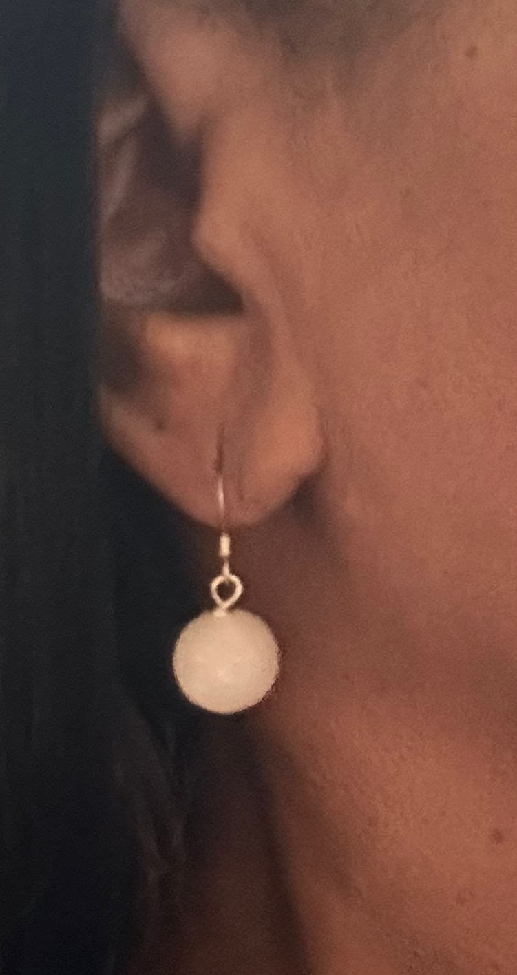 White Jade Ball Drop Earrings