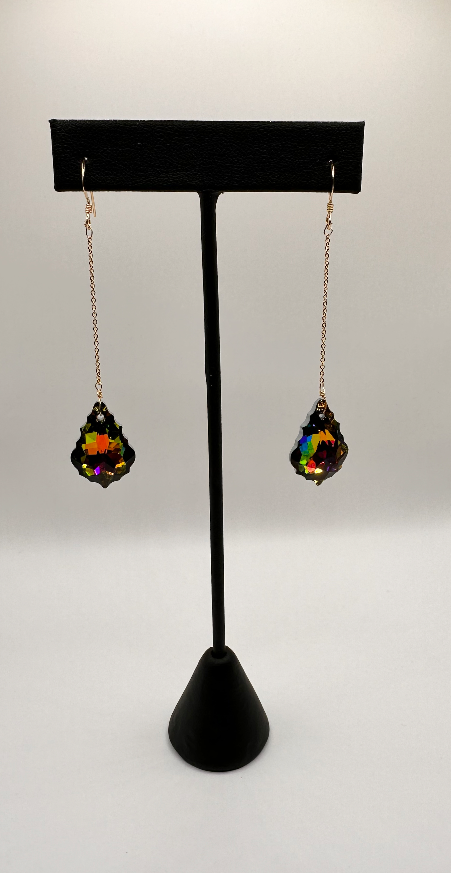 Swarovski Vitrail Crystal Drop with 14kt Gold Filled Chain Earrings