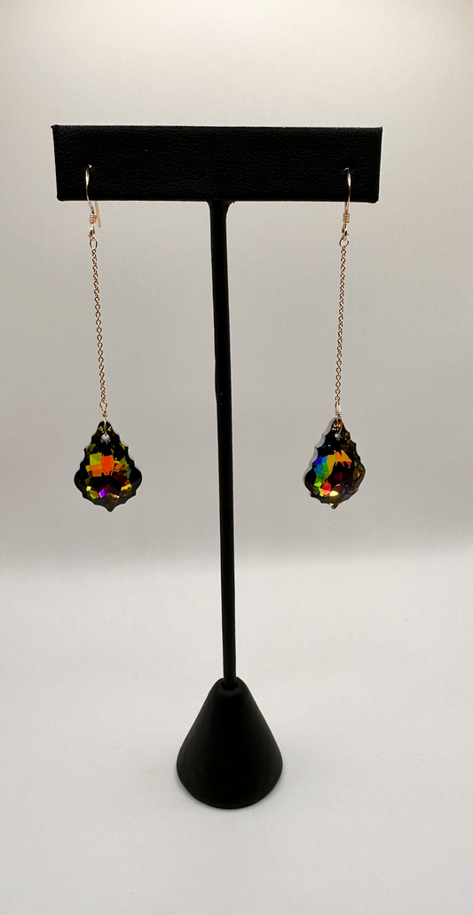 Swarovski Vitrail Crystal Drop with 14kt Gold Filled Chain Earrings