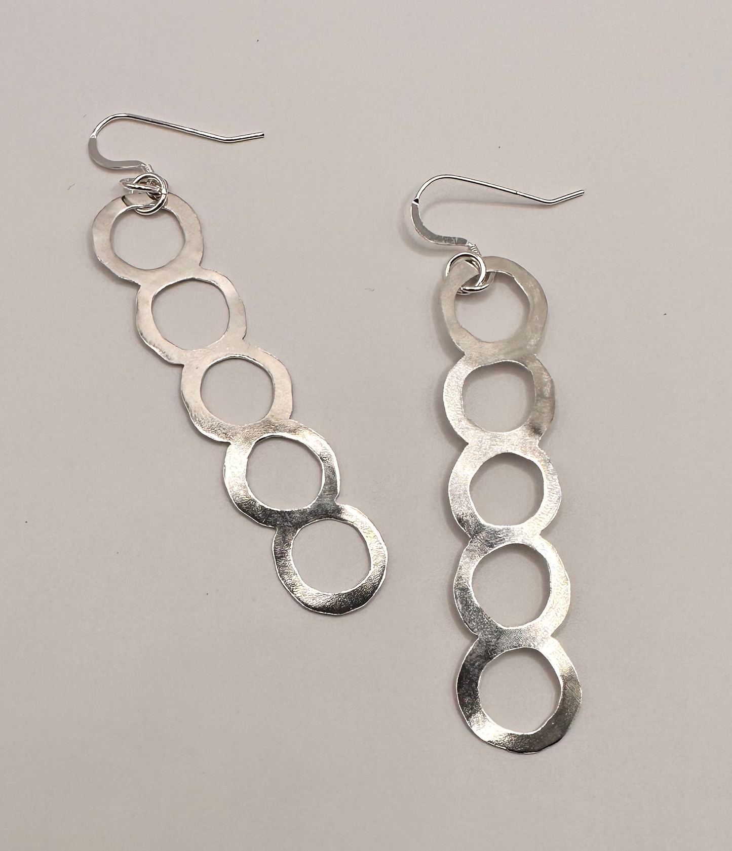 Artisan Handcrafted Sterling Silver Drop Circle Earrings