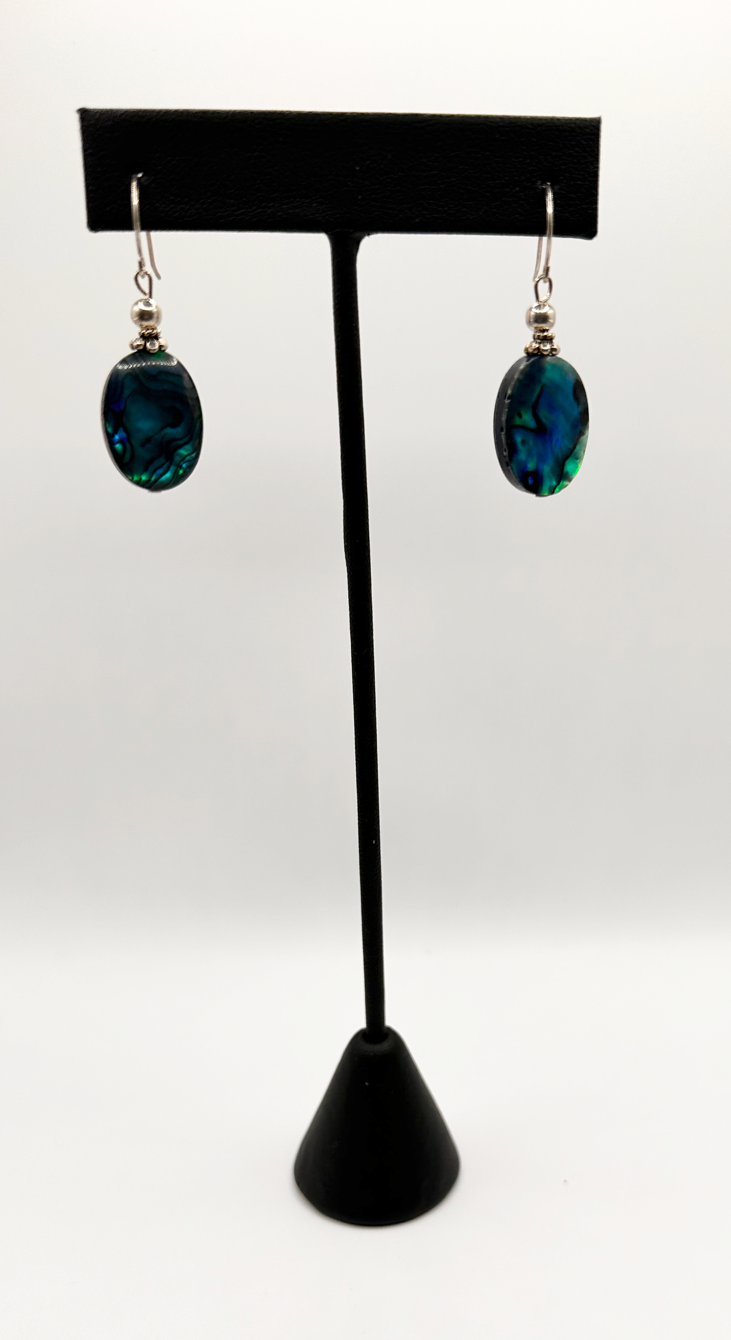 Abalone Drop with Sterling Silver Accent Bead Earrings