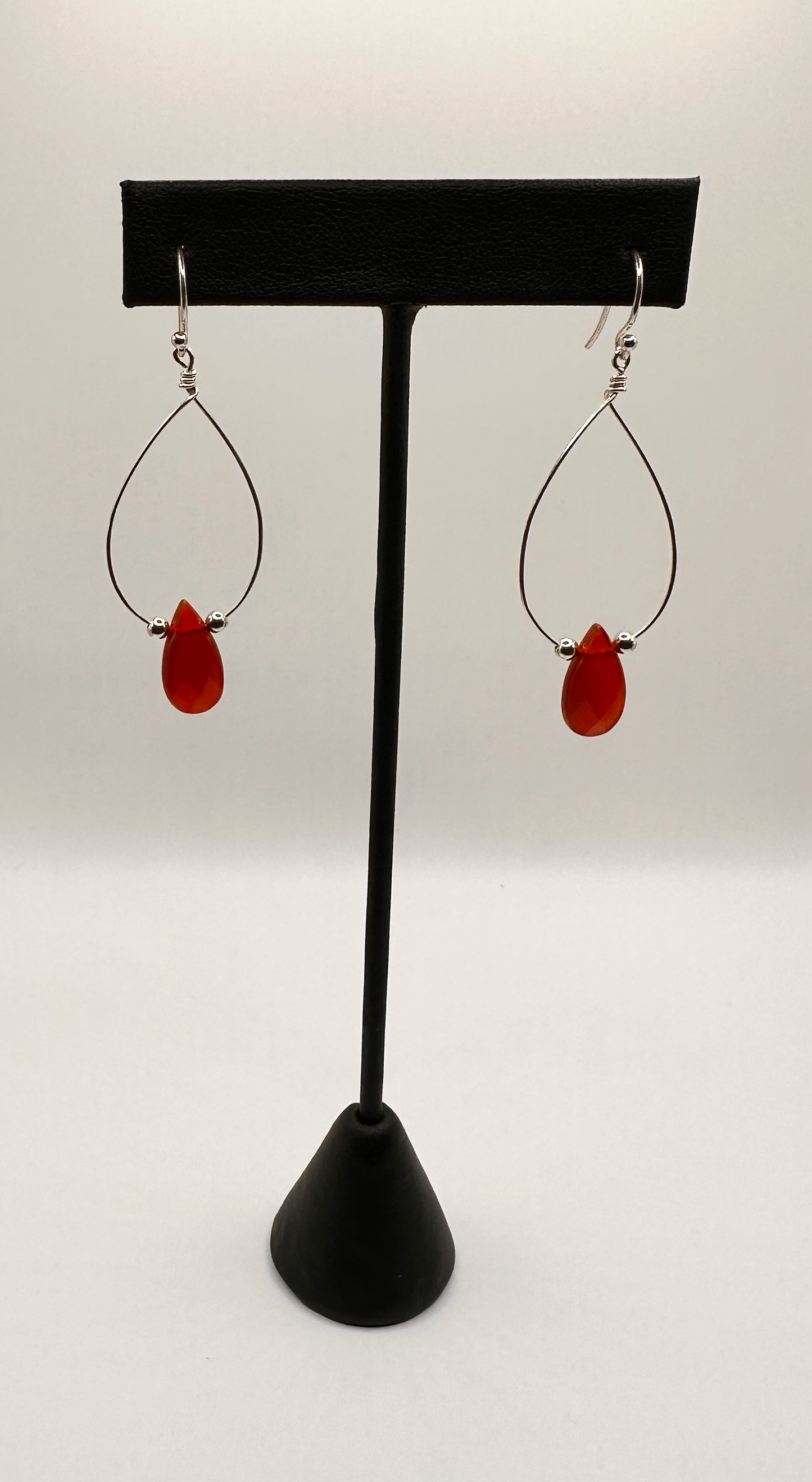 Carnelian Sterling Silver Hoop Earrings