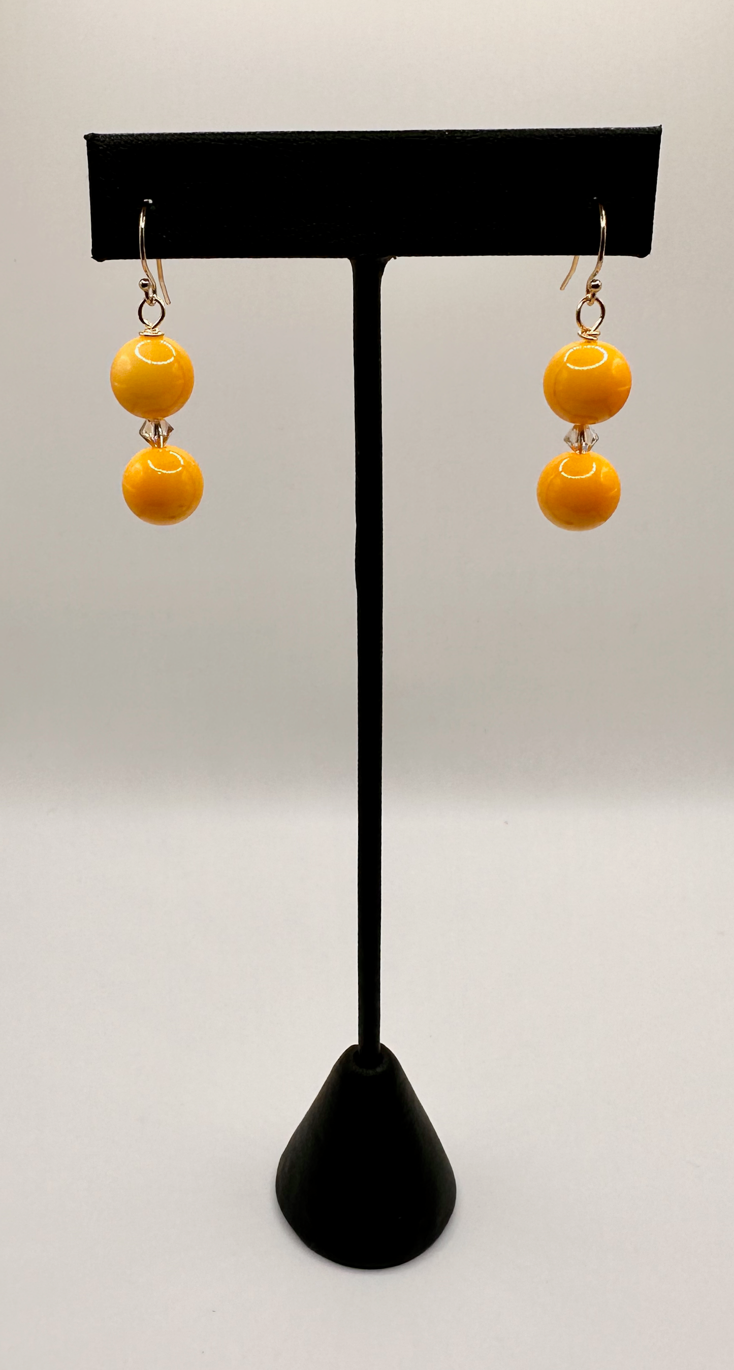 Mellow Yellow Jade Double Bead Earrings