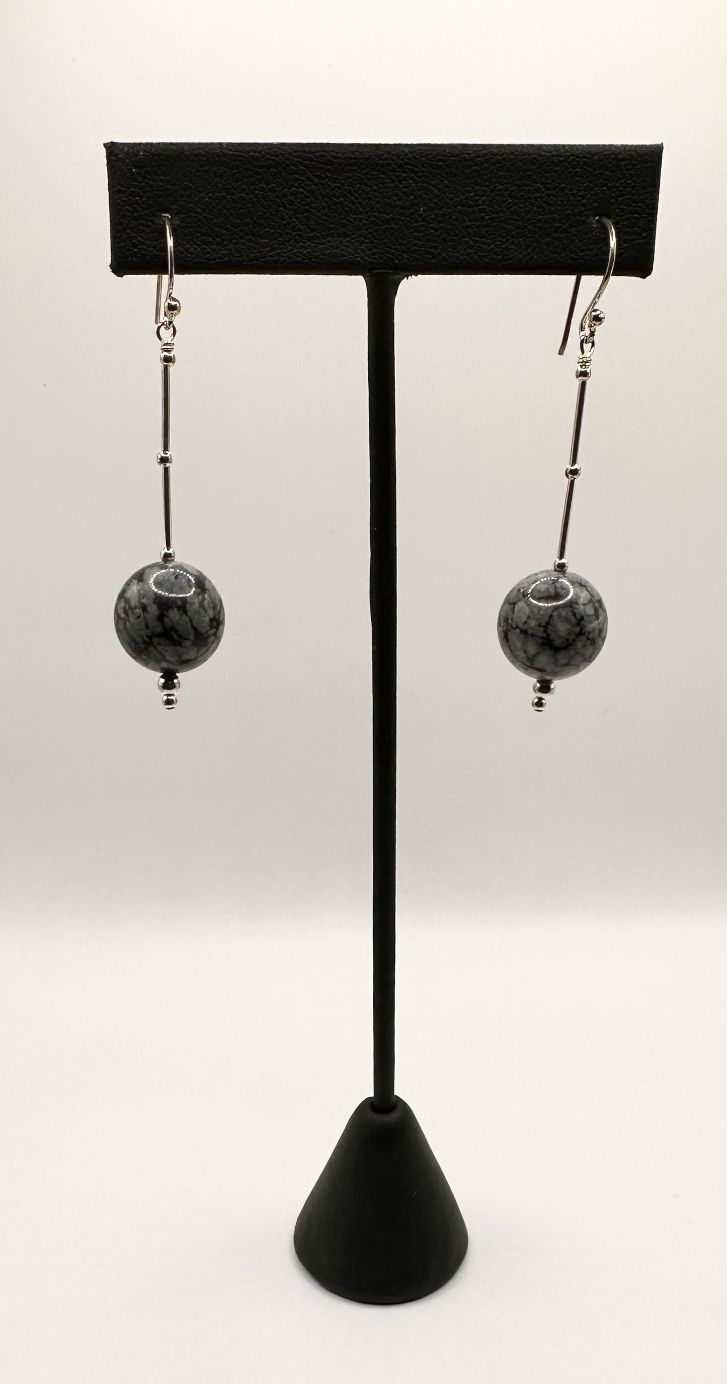Dalmation Jasper Bead with Sterling Silver Earrings