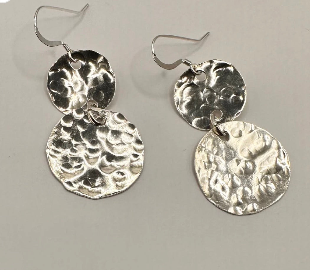 Artisan Handcrafted Hammered Sterling Silver Earrings