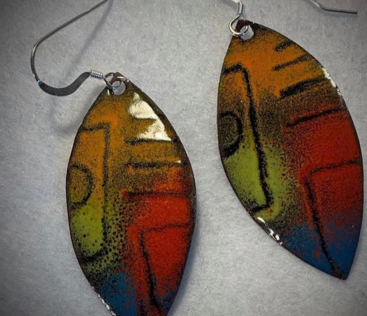 Multi Colored Abstract Enamel Earrings