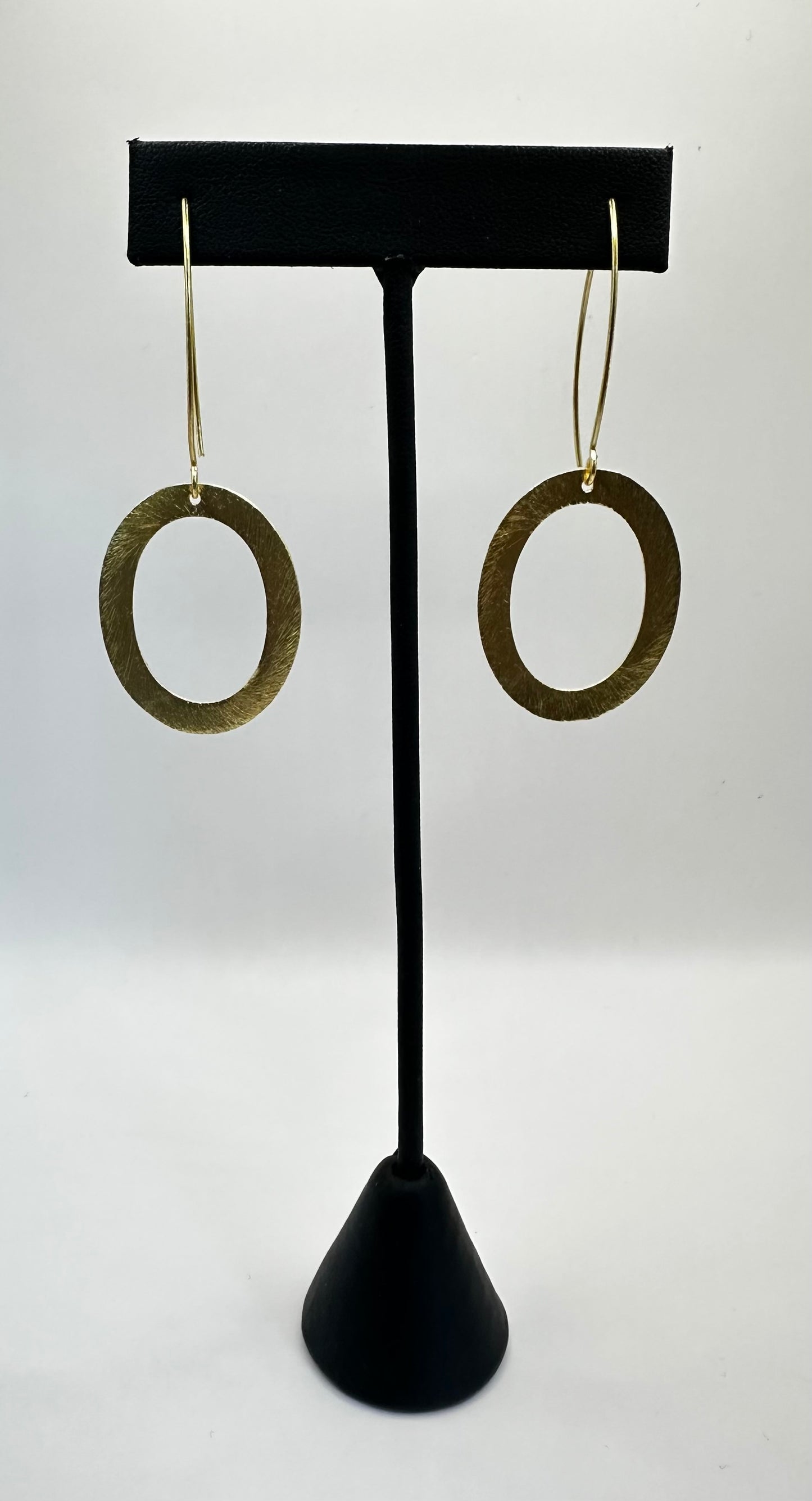 Gold Tone Plated Oblong Dangle Earrings