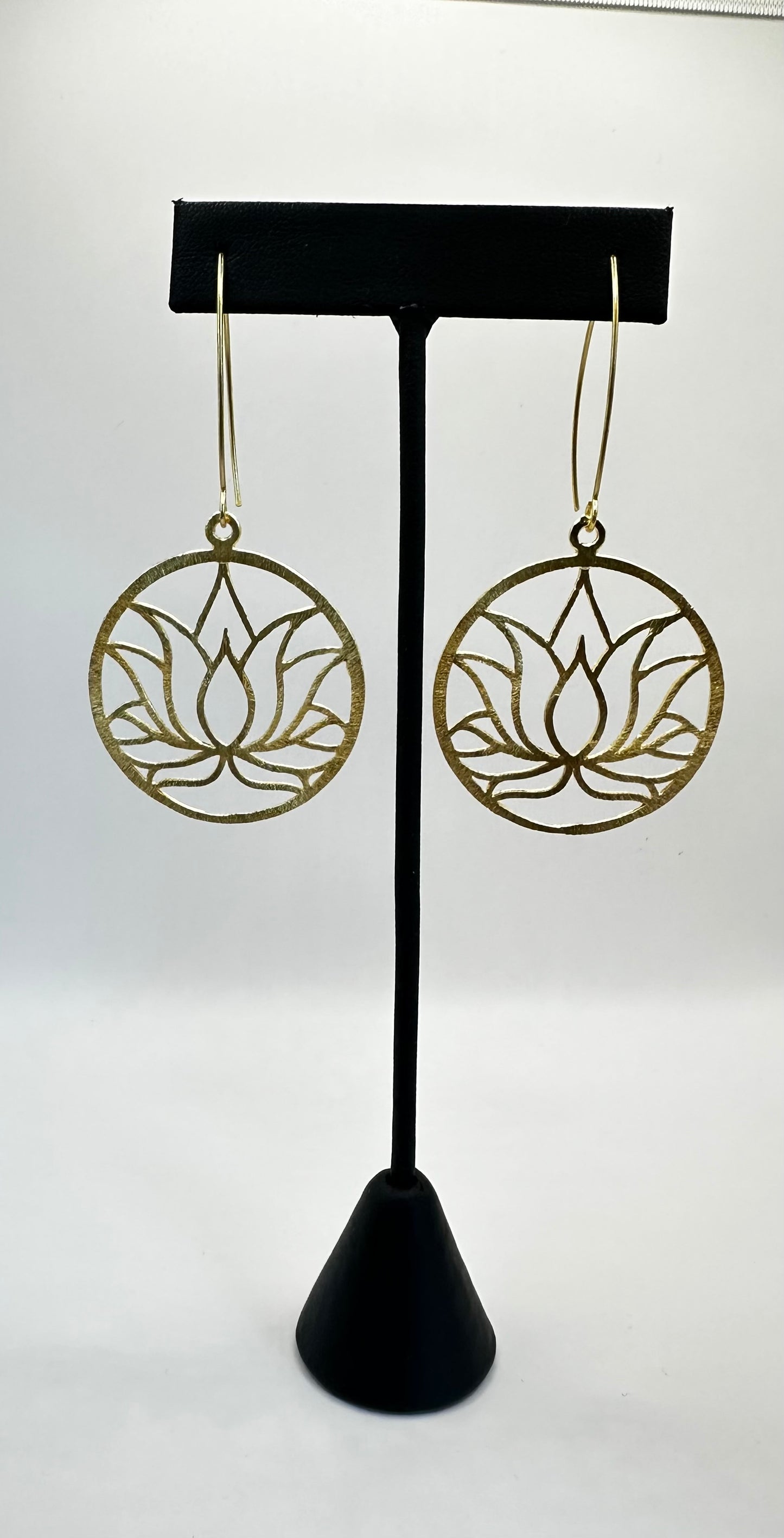 Gold Tone Plated Lotus Flower Earrings
