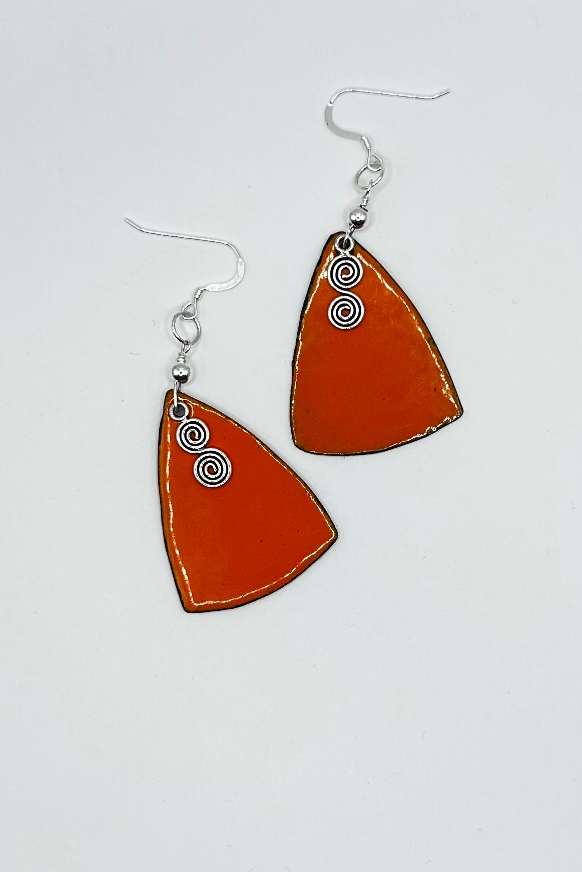 Orange Flame Enamel Earrings
