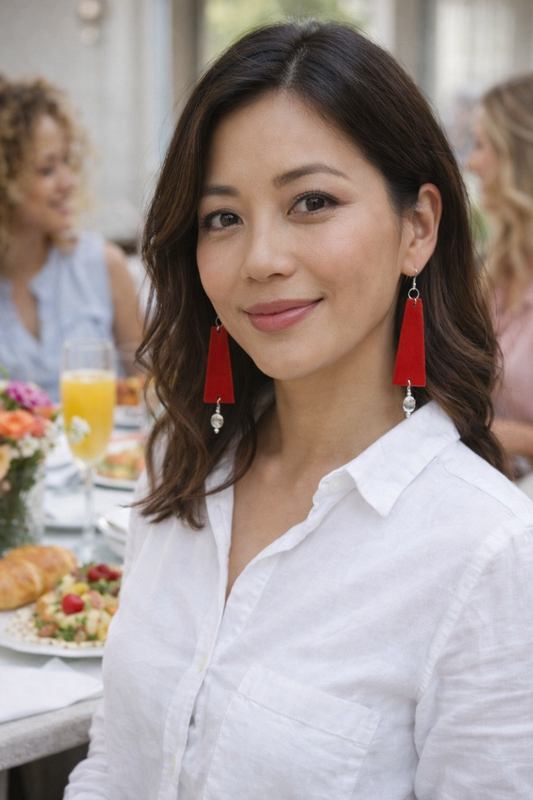 Red Enamel Earrings