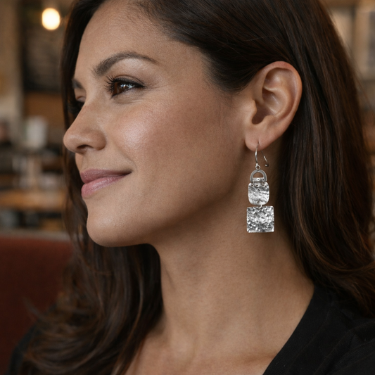 Handmade Hammered Artisan Sterling Silver .925 Earrings