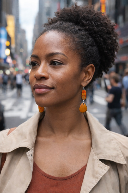 Orange Enamel Earrings