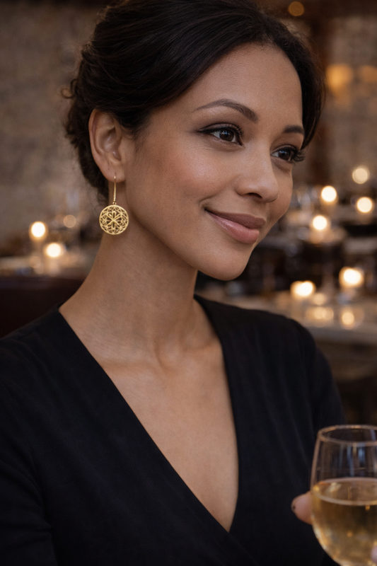 Gold Tone Plated Patterned Earrings