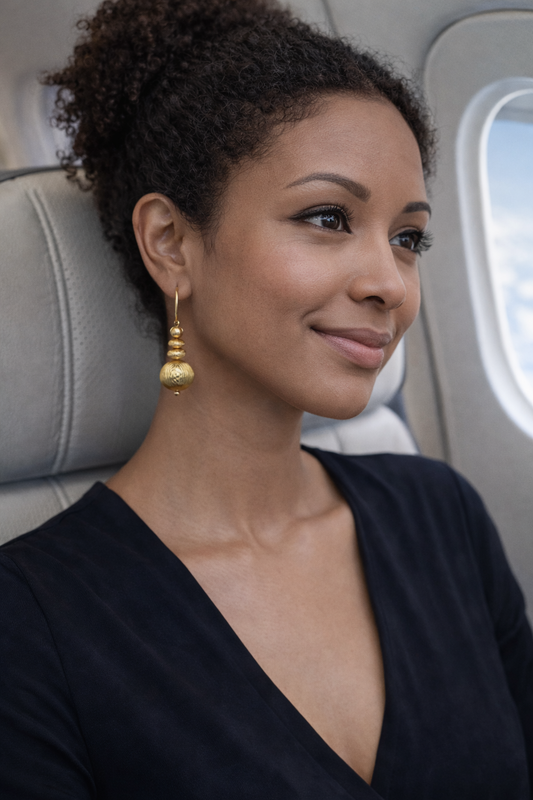 Gold Tone Plated Ball Dangle Earrings