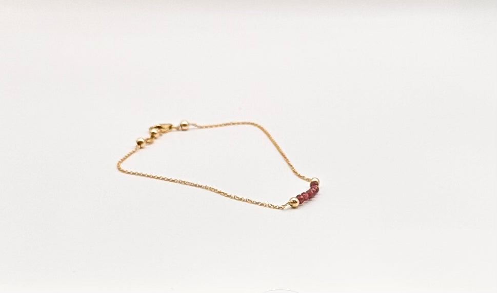 14kt Gold Filled Chain with Garnet Crystal Bead Bracelet