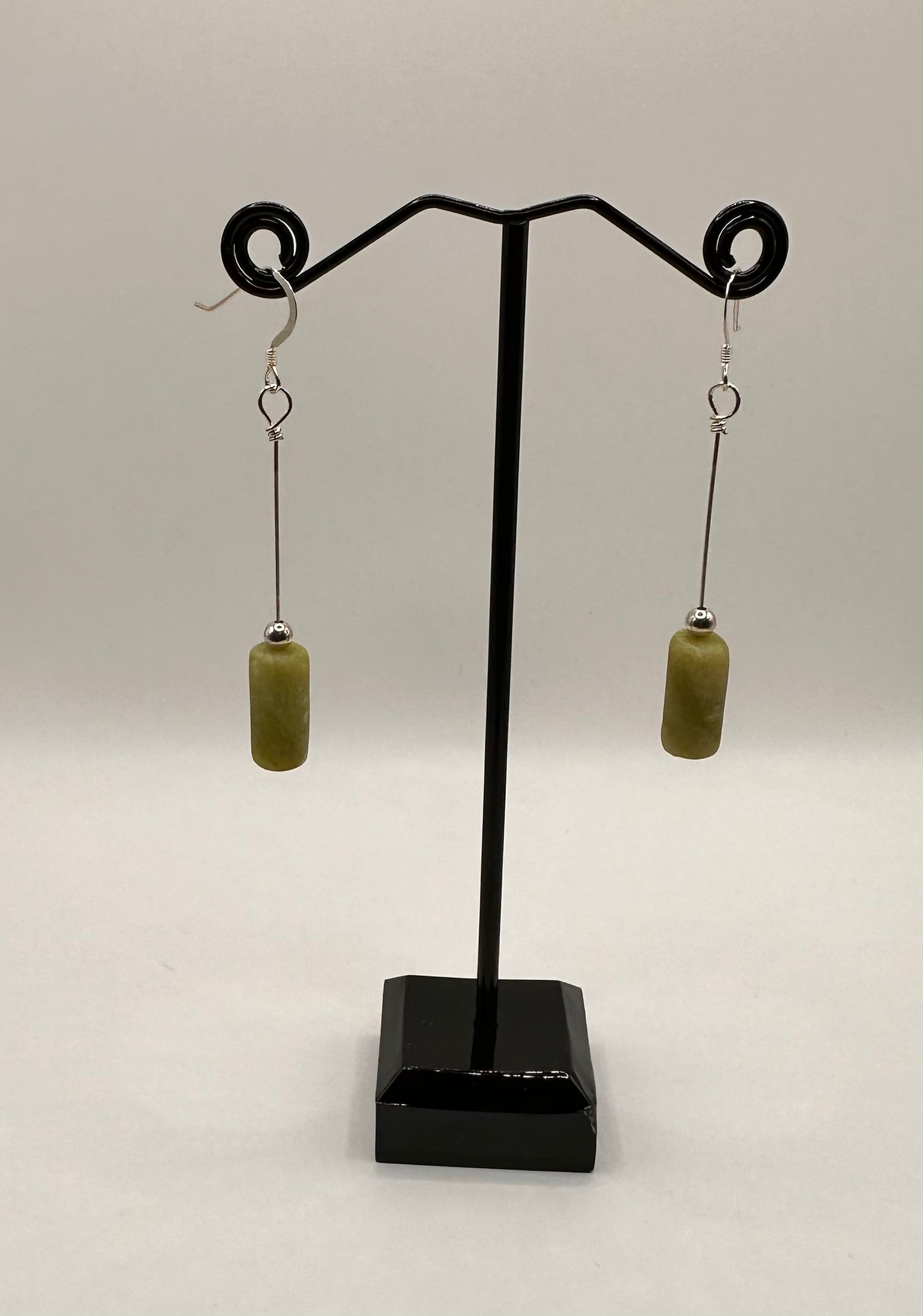 Serpentine Stone with Sterling Silver Ball Dangle Earrings
