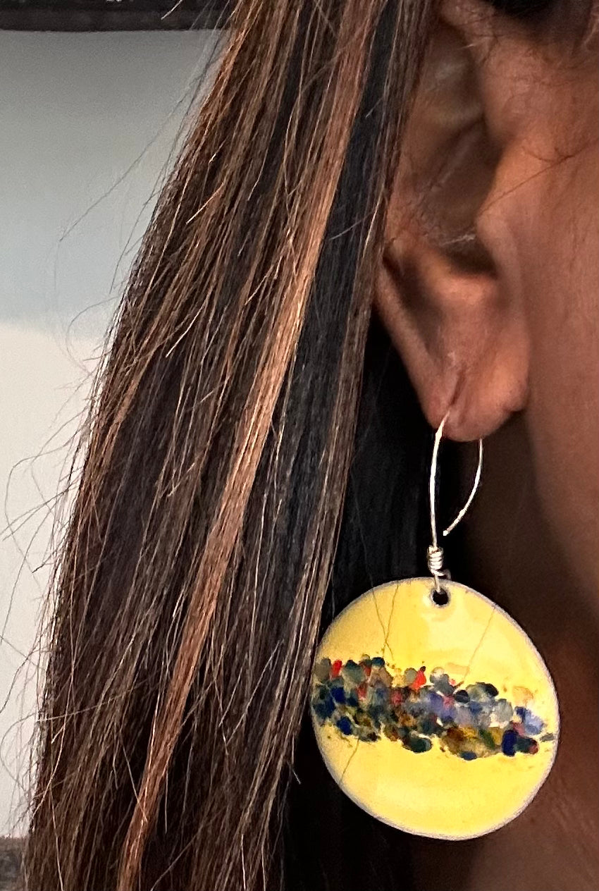 Yellow Enamel Earrings