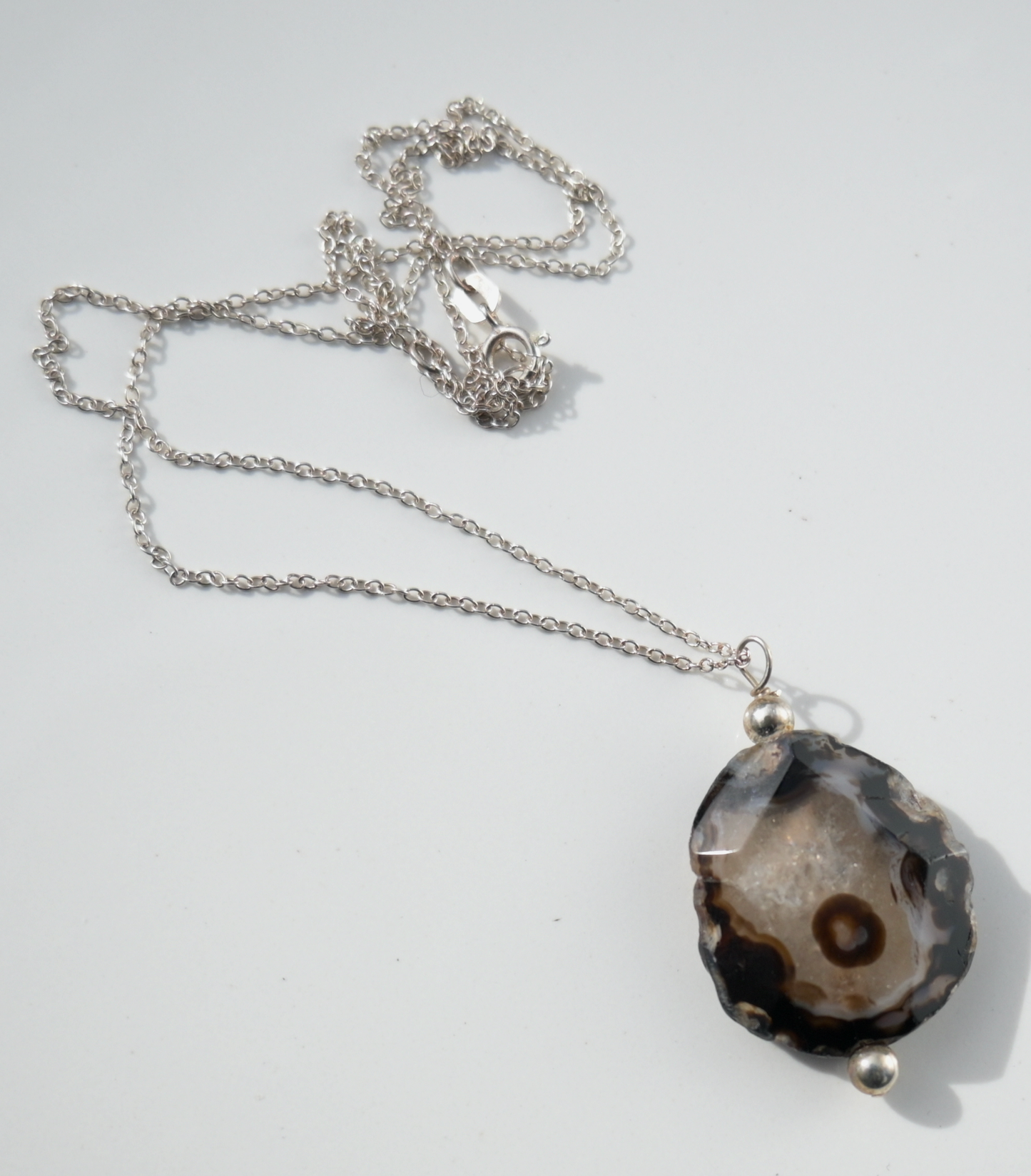 Agate Slice Pendant with a Sterling Silver Chain.