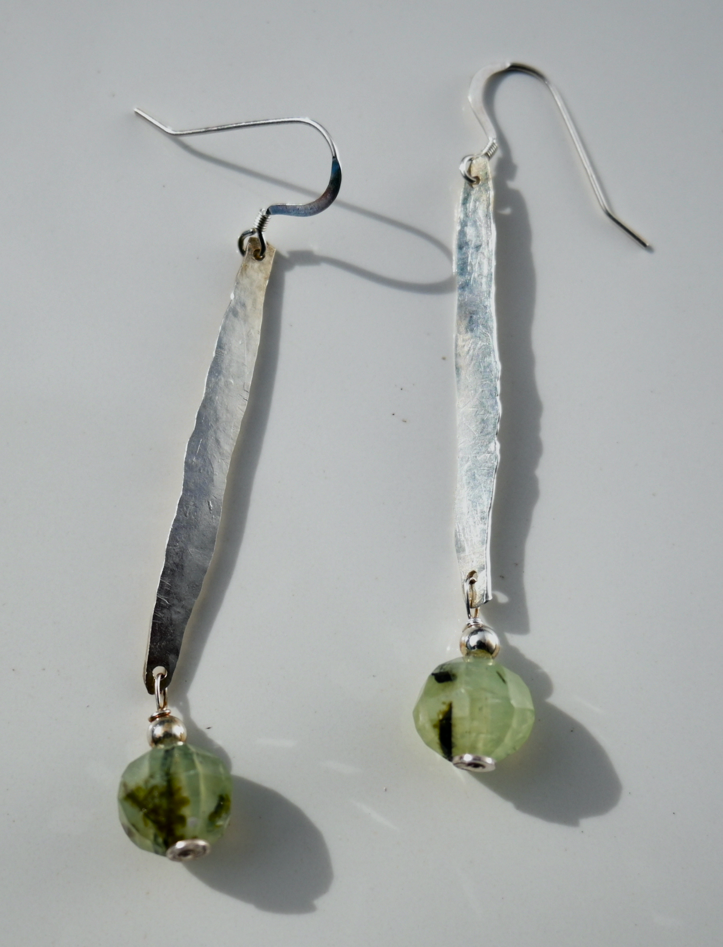 Green Rutilated Quartz Gemstone Dangle Earrings