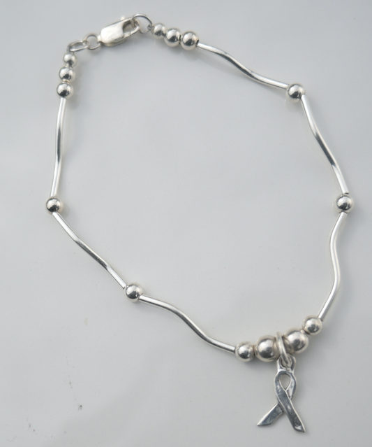 Sterling Silver Breast Cancer Charm Bracelet