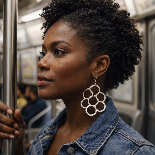 Fabulous Artisan Hand Cut Sterling Silver .925 Earrings