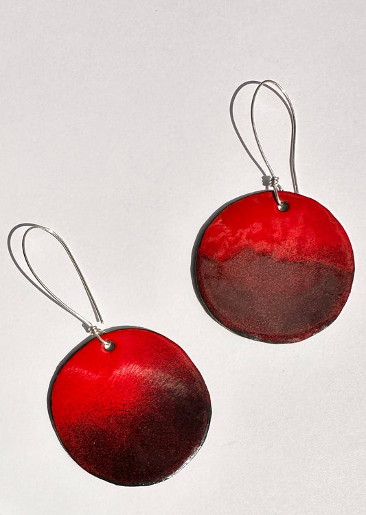 Red Fade Enamel Earrings