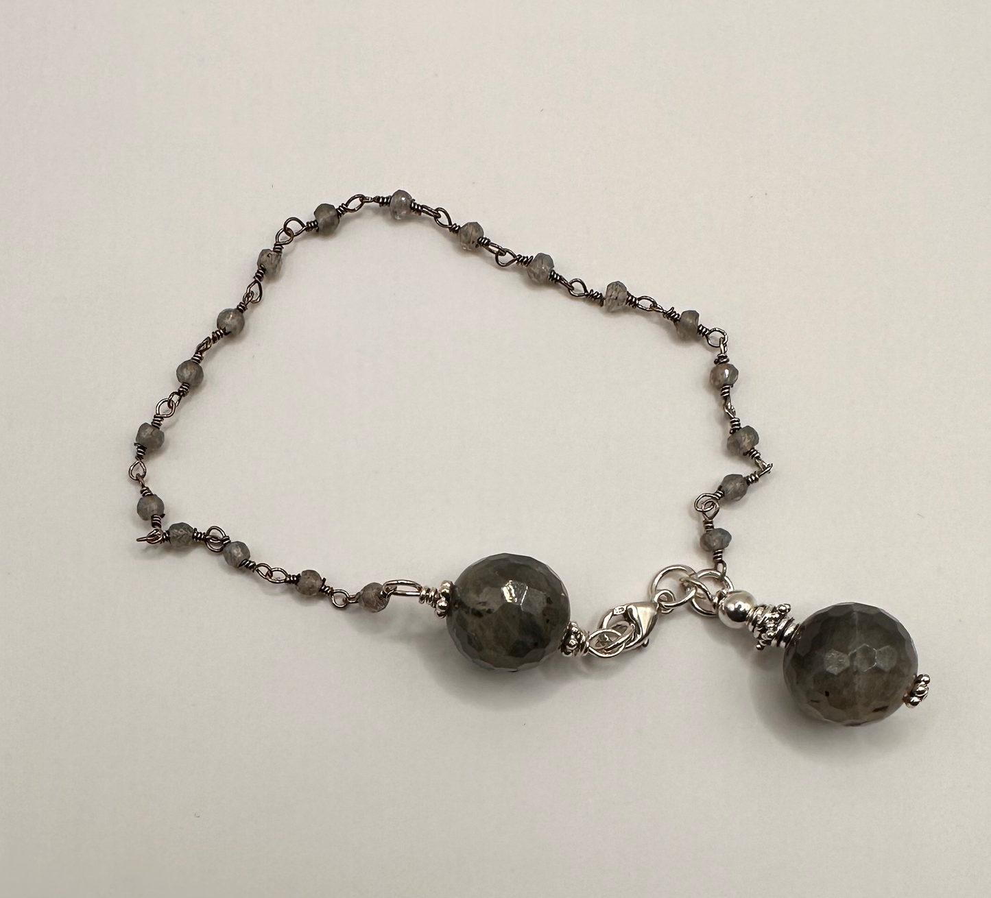 Labradorite Chain with Sterling Silver Bead Charm Bracelet