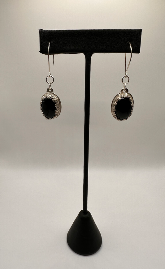 Handmade Bezel Set Onyx Stone Earrings