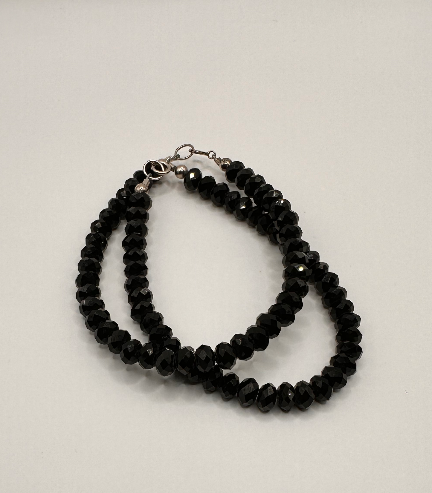 Black Czech Glass Double Strand Bead Bracelet