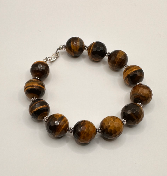 Tiger Eye with Sterling Silver Bead Bracelet