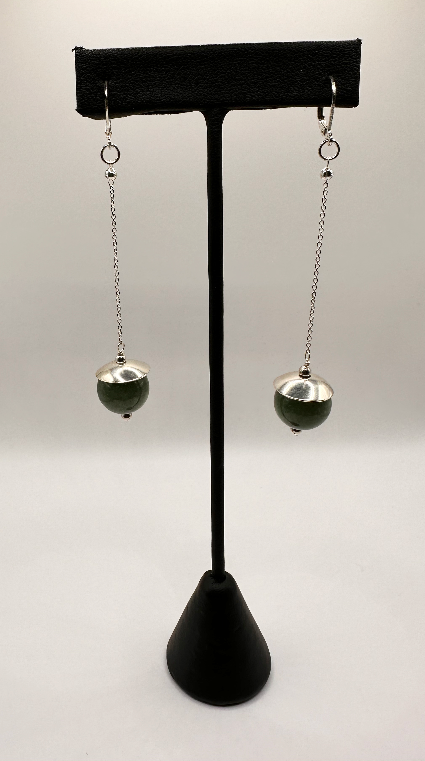 Aventurine with Sterling Silver Drop Ball Earrings