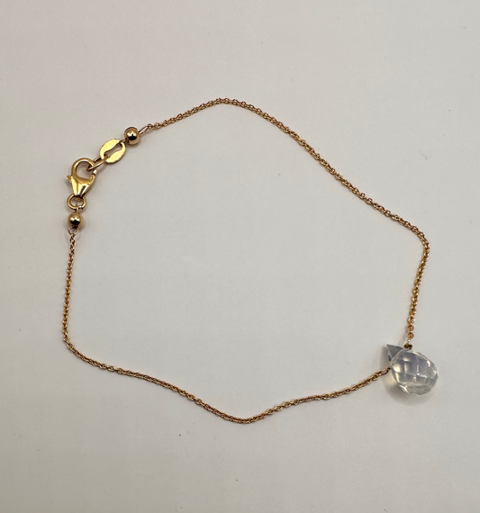 14kt Gold Filled with a Faceted Opalescent Swarovski Briolette Bead  Bracelet